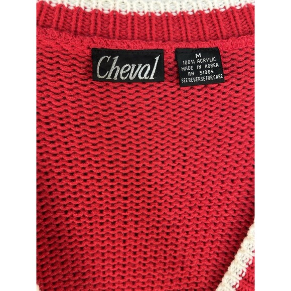 VTG Cheval Women’s Red Granny Cardigan Bunny Rabbit Grandma Easter Sweater Sz M - Picture 9 of 9